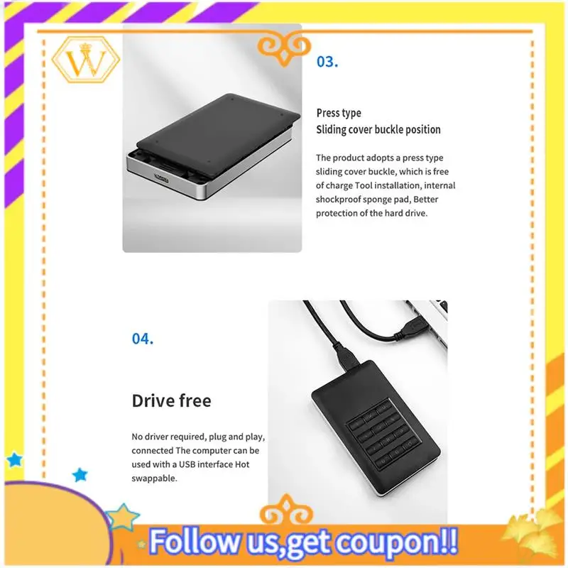 Neueste-M.2 MSATA Hardware Encryption Festplattenbox USB3.0 Full Disk Encryptiontool Festplattenbox 2,5" Sata