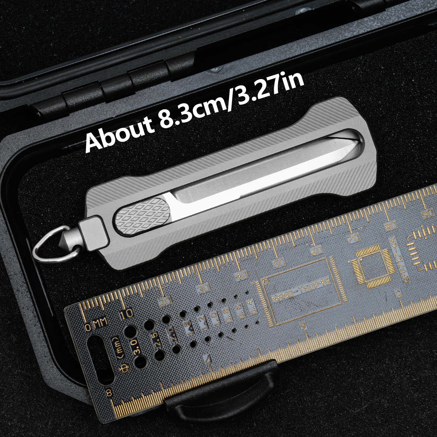 TGZUO التيتانيوم سكّين متعدّد الاستخدامات D2 الصلب شفرة صغيرة صندوق القاطع متعددة الوظائف كسر نافذة في الهواء الطلق EDC فضي مع مشبك وحقيبة #5