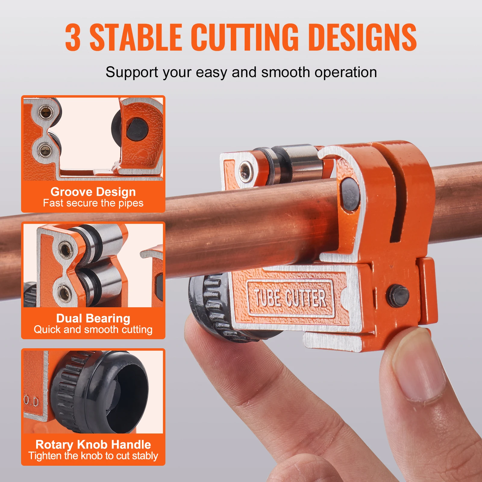 VEVOR Tubing Cutter Mini Pipe Cutter Heavy Duty Compact Tube Bender with High-Speed SKD Blade for Copper Aluminum Plastic Pipes