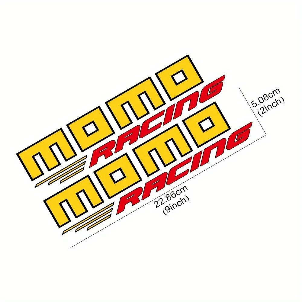 قطعتان من ملصقات سباق مومو، شارات بتصميمات صفراء وسوداء لامعة، ديكور لعشاق السيارات #6