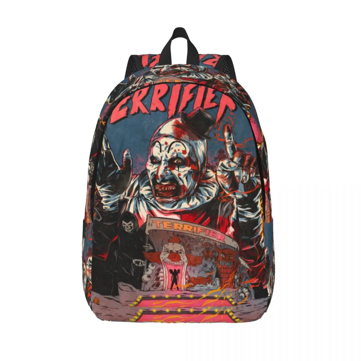 

Custom Poster Of T-Terrifiers Halloween Canvas Backpacks for Women Men Student Bookbag Fits 15 Inch Laptop Horror Movie Bags