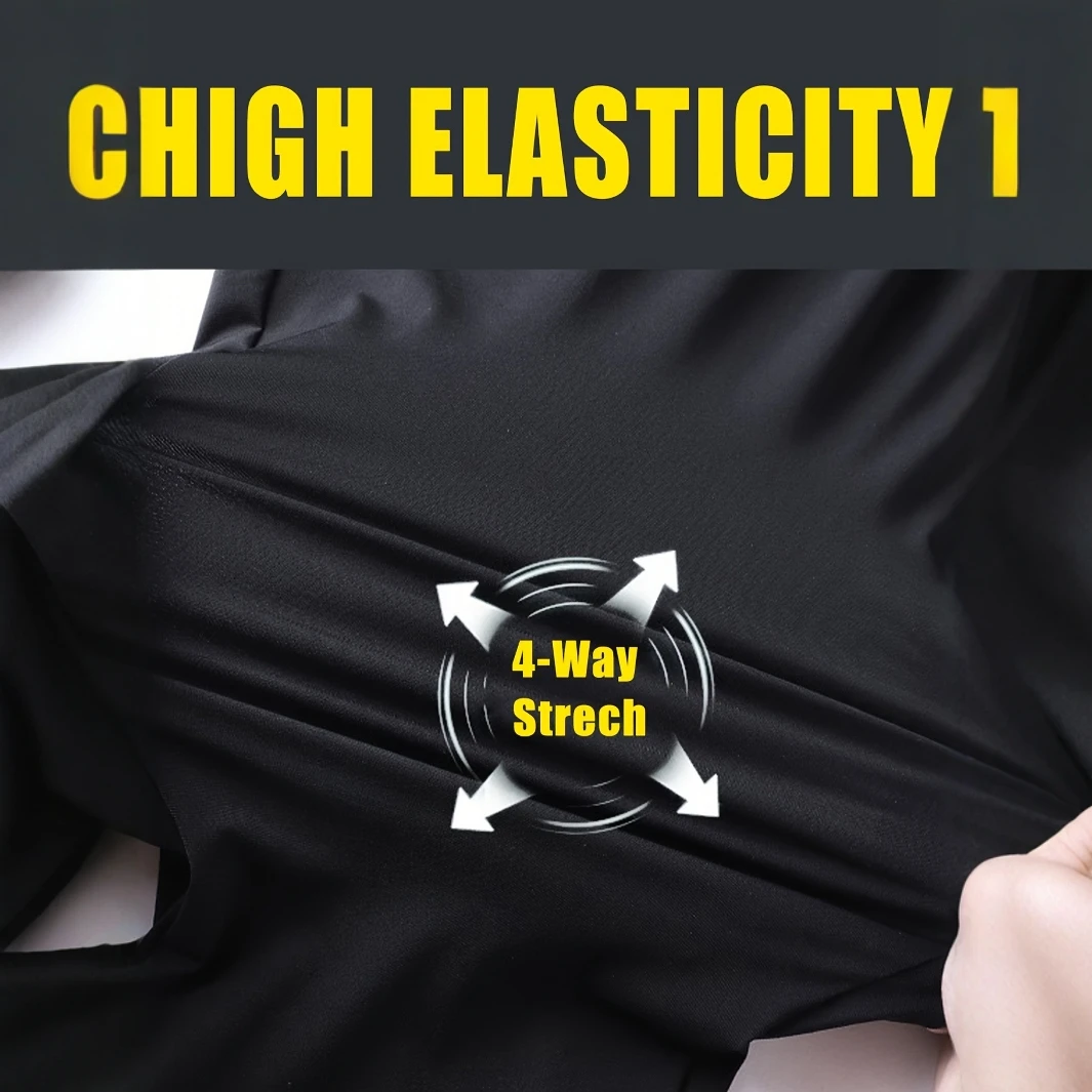 Set of 3 - Men'S Casual Outdoor Sports Capri Pants, Made from High-Elastic Knitted Fabric, Solid Color, Straight-Leg Design, Fea