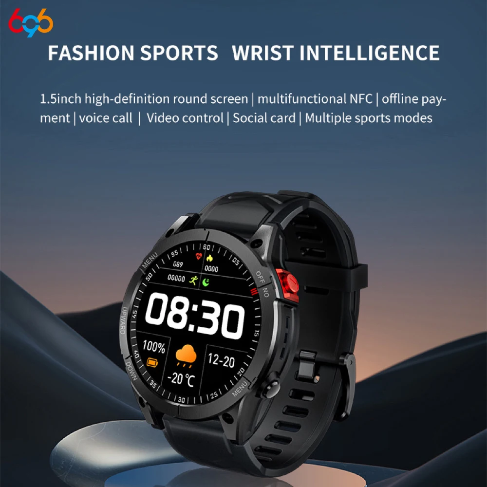 High-level Blue Tooth Call Smart Watch NFC Voice Assistant Combination Lock Heart Rate Smartwatch Music Waterproof Weather Clock