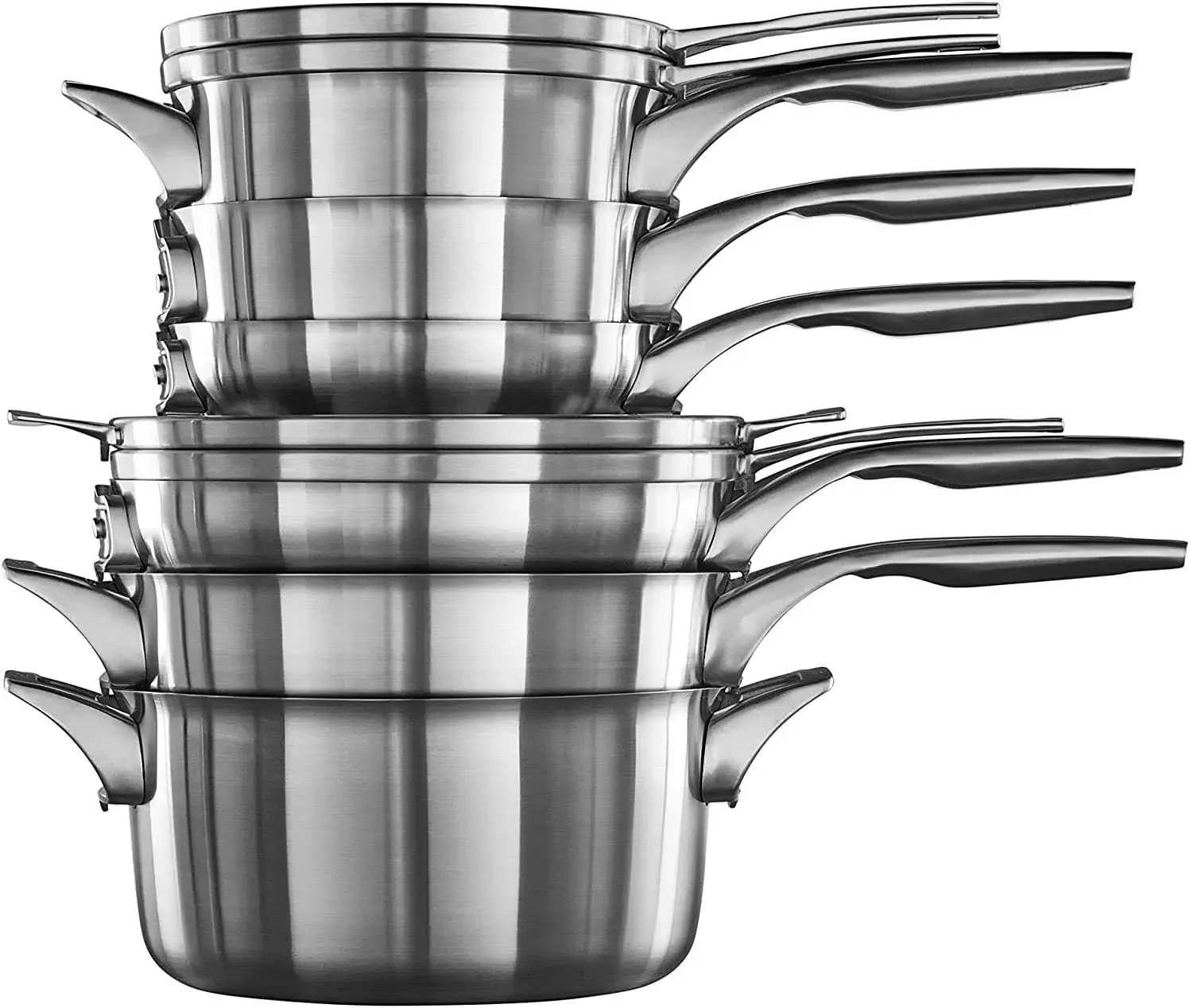 Calphalon Premier Space-Saving Stainless Steel Pots and Pans, 10-Piece Cookware Set non stick cooking pot set