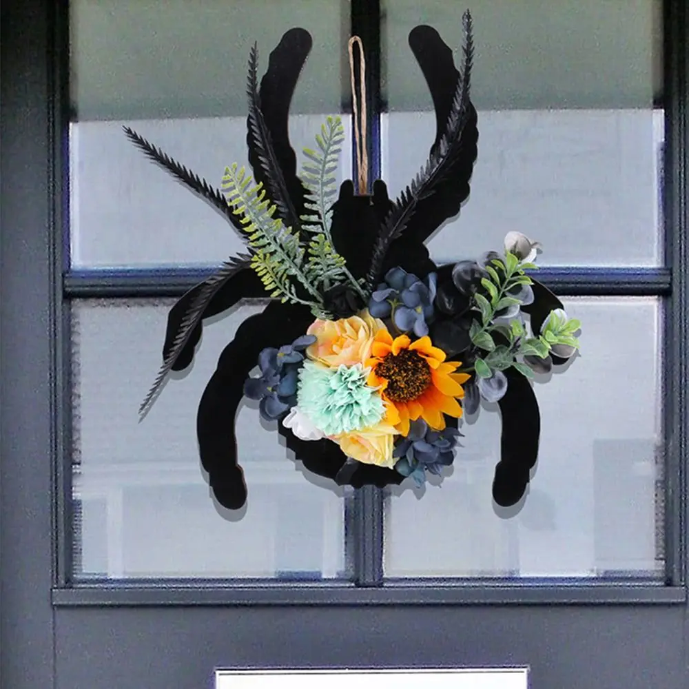 

Creative Spider Door Sign Wooden Artificial Halloween Door Decorations Flexible Spider Hanging Pendant Party Decor