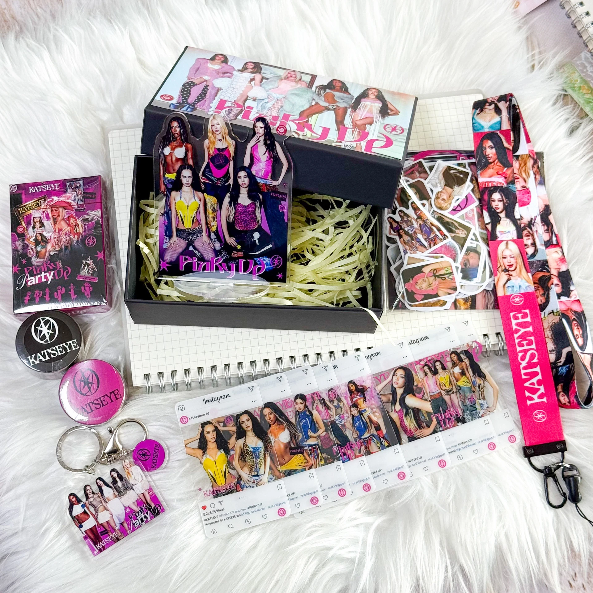 KATSEYE gift box new album PinkyUP peripheral LOMO card luggage sticker hanging rope set kpop exquisite gift view 3