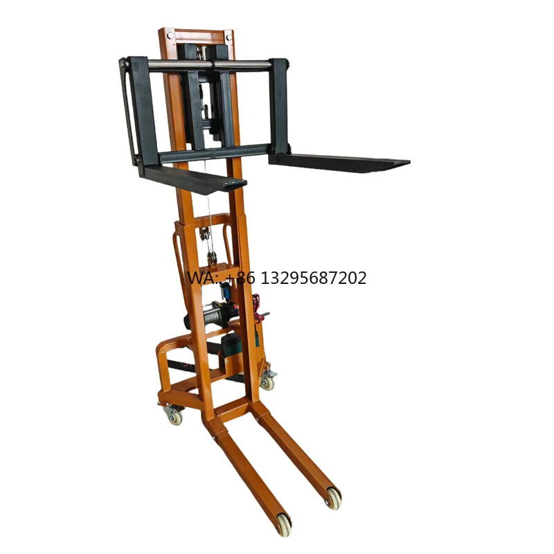 

Portable Fork Adjustable Stacker Small Flexible Pallet Electric Forklift Stacker for Loading Stage Lighting&Sound Equipment