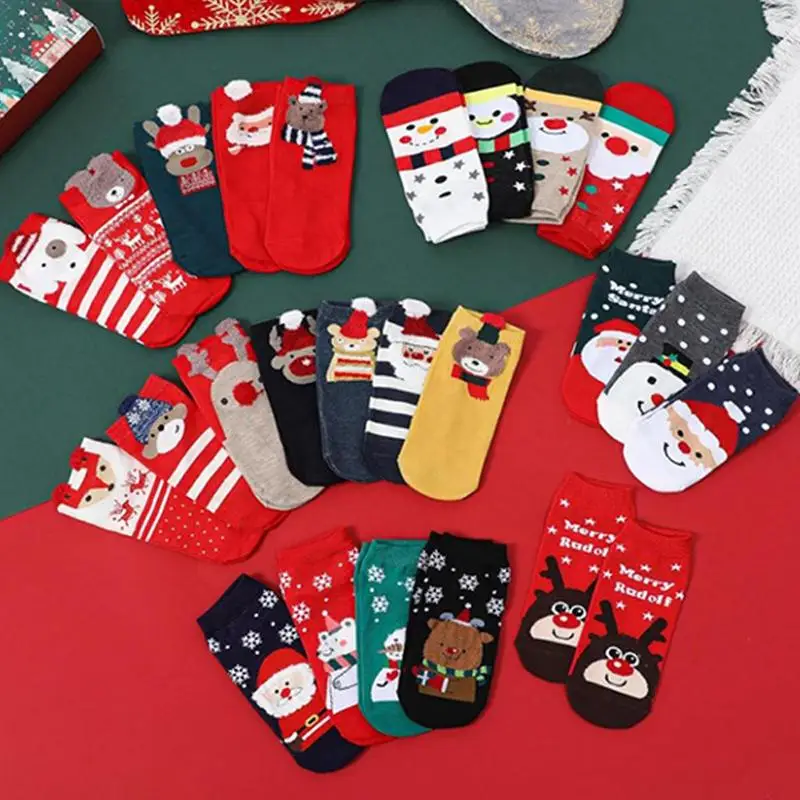 Christmas Socks Advent Calendar 24 Days xmas Theme Cotton Socks Advent Box With Different Christmas Patterns For Adults