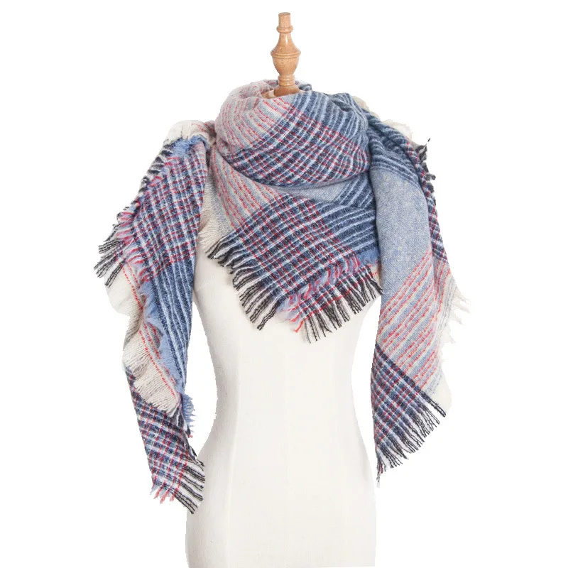 Fashion Cashmere Women Square Plaid Scarf Winter Warm Shawl and Wrap Bandana Pashmina Female Foulard Thick Blanket