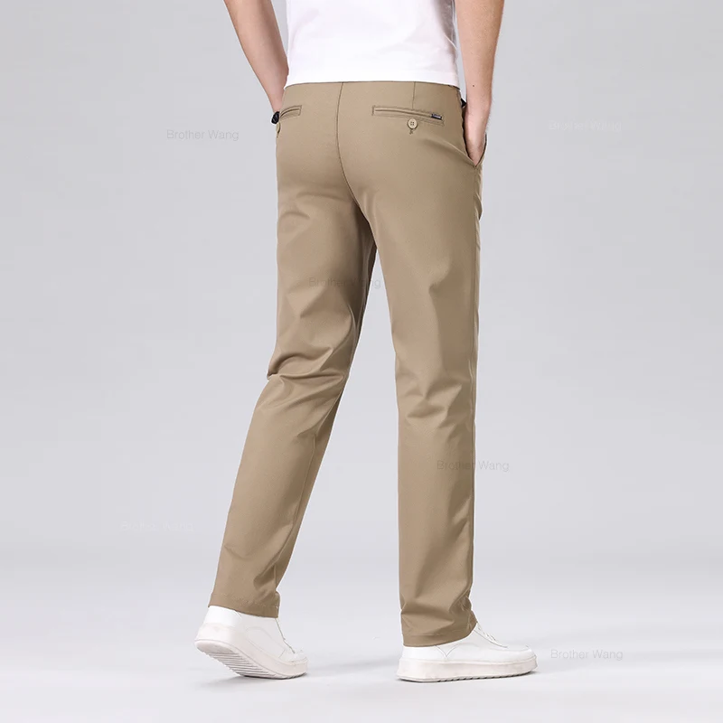 Classic Style Men\'s Fashion Casual Pants Brand Fashion Solid Color Business Straight ArmyGreen Beige Khaki Anti-wrinkle Trousers