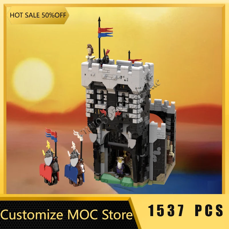 1537ピース カスタムMOC 中世 黒騎士の城 正門 モデルビルディング DIYブロック 組み立ておもちゃ ホリデーギフト