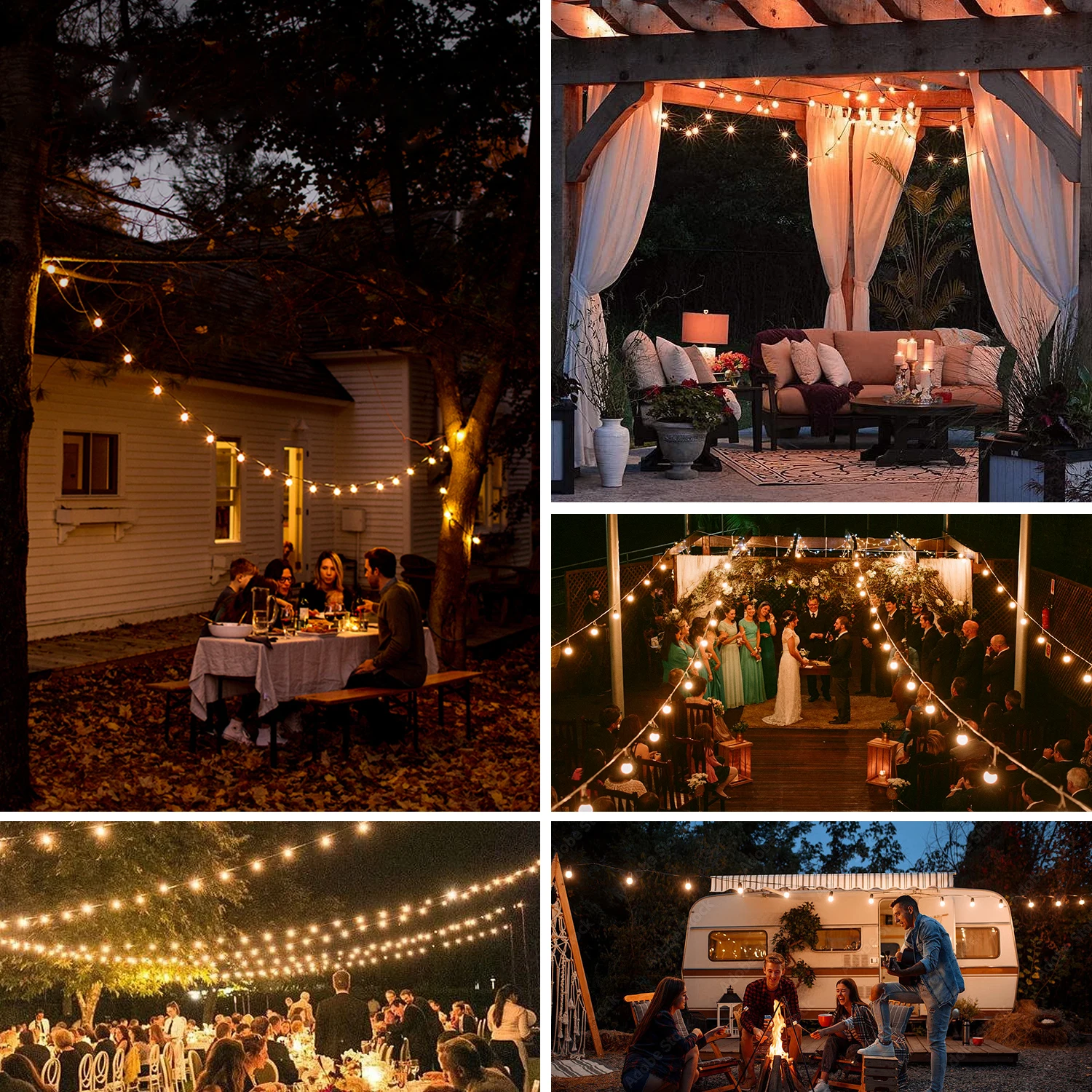 Festoon Led String Light G40 E27 1W Vintage Waterproof Connected Patio Retro Garden Weddings Decoration Outdoor Lights Garland