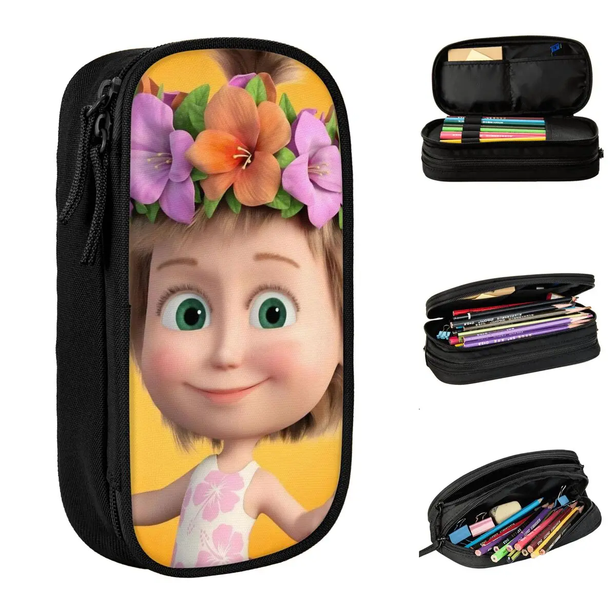 

Креативный мультяшный милый пенал M-Masha And The Bear, пенал для ручек, детские большие сумки, школьные канцелярские принадлежности на молнии для студентов