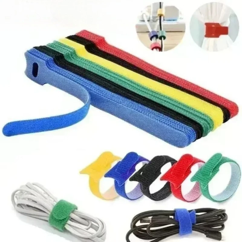 Attaches Auto Adhesive Velcros Strap Wire Fixing Strap Sewing Reusable Long T-tie Computer Data Cable Ties DIY Tape