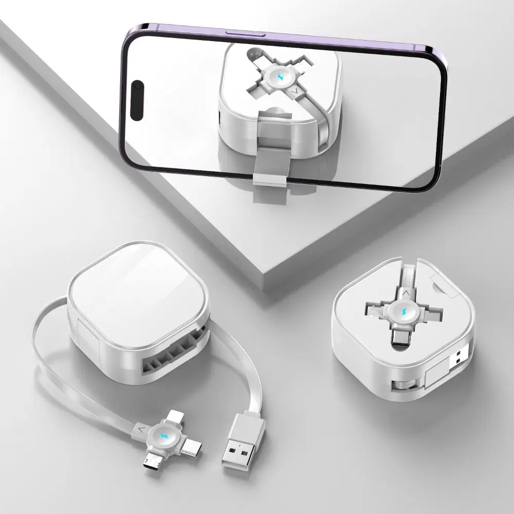 Przenośny kabel do szybkiego ładowania 3 w 1 do iPhone'a/Huawei/Samsung/Xiaomi Wysuwany przewód Micro USB typu C