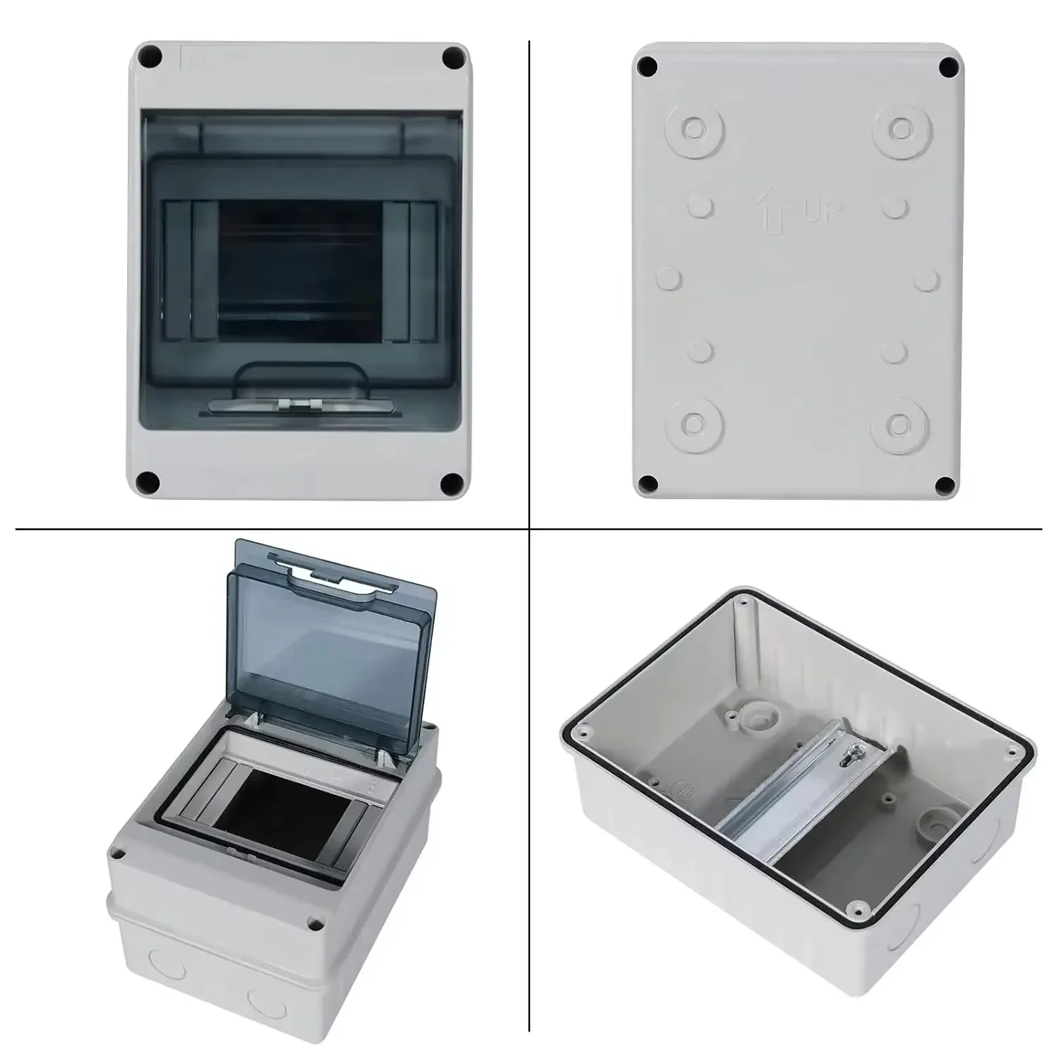 PC Plastic IP65 Waterproof Fuse Boxes with Terminal DIN Rail Distribution Box HT Series Junction Box 3/5/8/12/18WAY for Outdoor