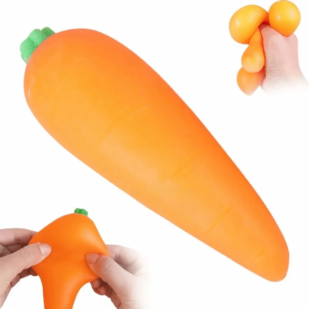 Fun TPR Material Squeeze Carrot Shape Vegetable Design Giant Stress Giant Size Soft Texture Anti-Anxiety Gift