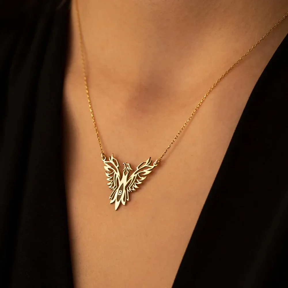 Edelstahl Phoenix Vogel Halskette Tier Anhänger Halsketten Männer Frauen vergoldete Kreuz ketten Hals reifen Schmuck Zubehör