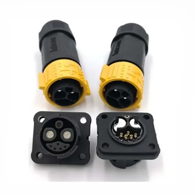 Waterproof 60A 2+1+5 Electric Motorcycle Lithium Battery Connector IP67 M25 E-bike Charging Power Plug Socket CE UL Certified