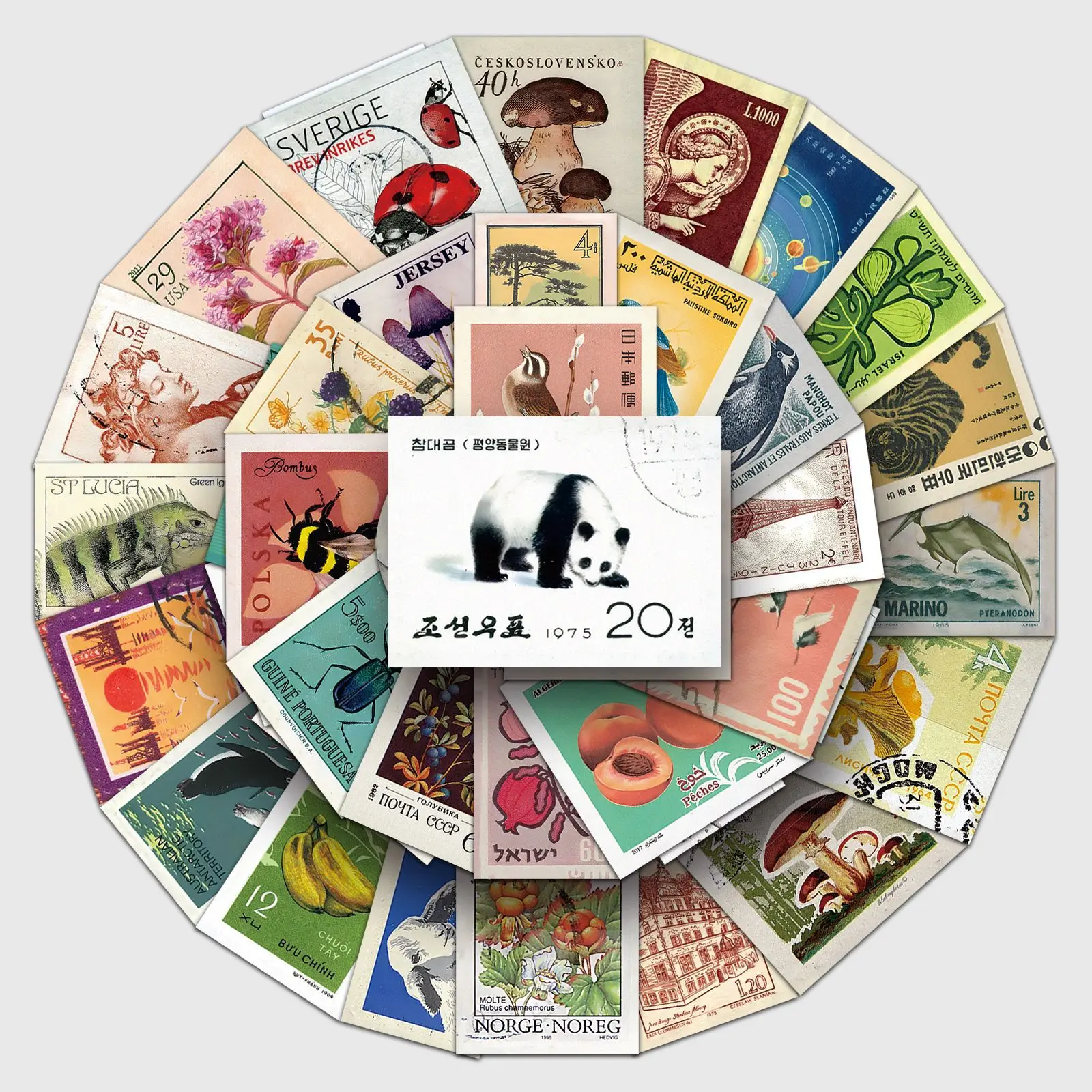 

50PCS Retro Stamp Stickers Cartoon Personality Creative Waterproof Graffiti Decals DIY Water Cup Laptop Stationery Box Suitcase