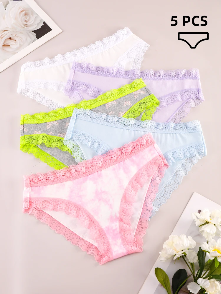 ALDOLA-Slip en dentelle sans couture pour femme, culotte confortable en coton respirant, sous-vêtement de sport pour fille, lingerie féminine, ensemble de 5 pièces