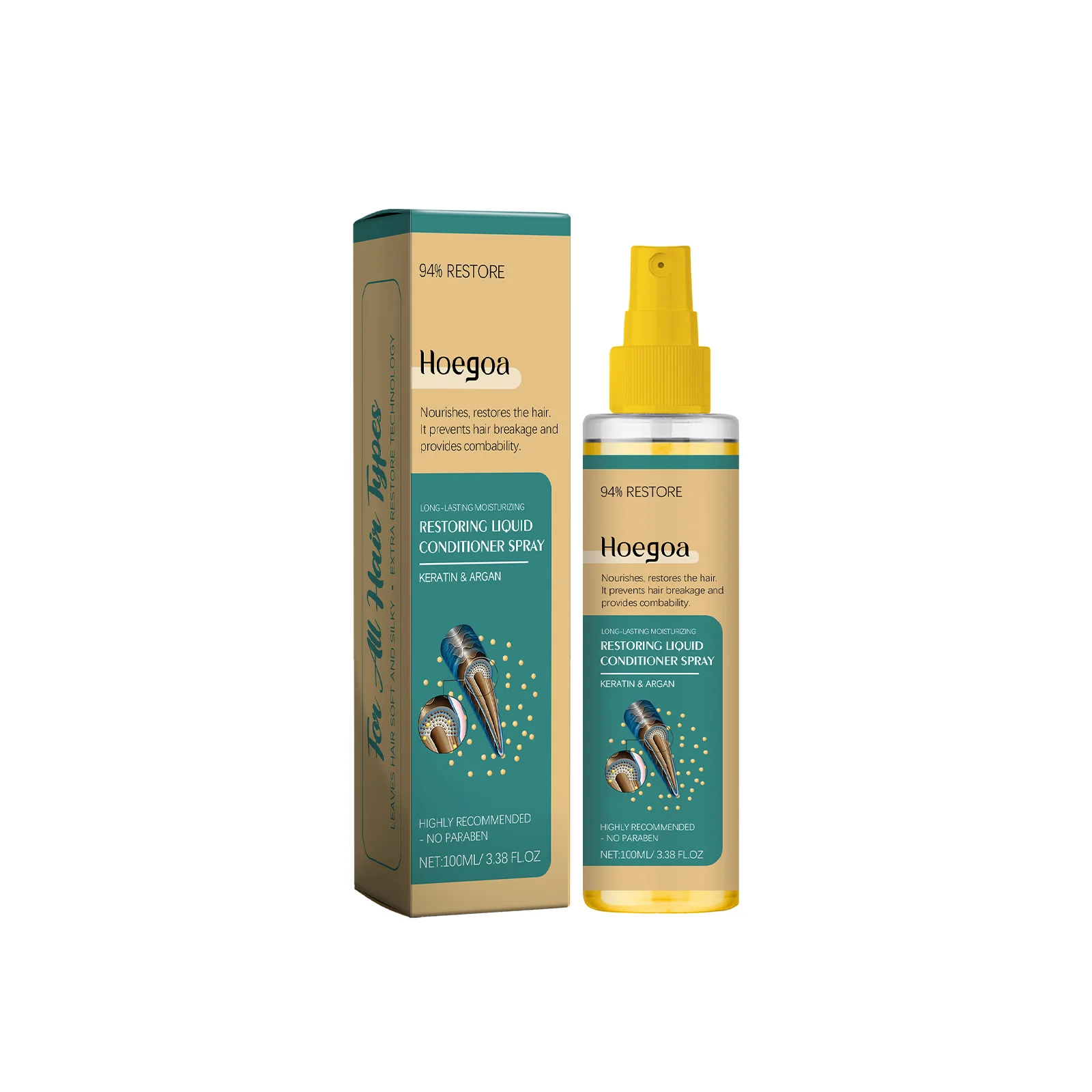 

Hoegoa Argan LeaveIn спрей для ухода за волосами увлажняет разделенные волосы и увлажняет глянцевые волосы 1 шт.