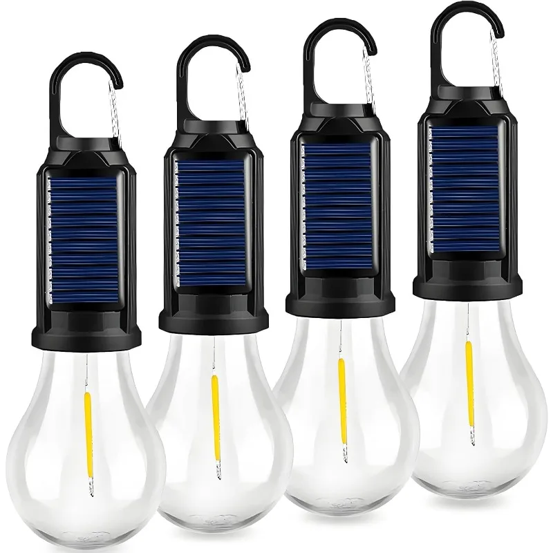 Solar Camping Light Portable Solar USB Rechargeable Lantern Flashlight Emergency Hanging Light Bulb for Indoor Outdoor Hiking
