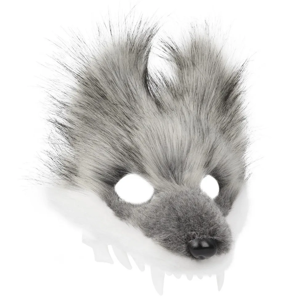 New Plush Faux Fur Fox Mask Fox Nose Furry Ears Animal Mask Soft Texture Animal Furry Mask Halloween Party