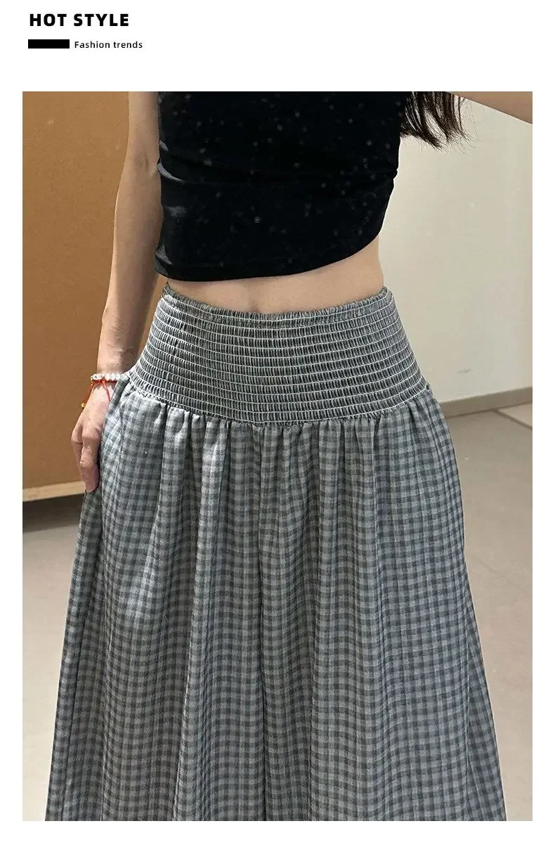 2026 Herbst Koreanischer Stil Rosa Karierte Damen-Weitbein-Hose Hohe Taille Locker Sitzend Figur-Schmeichelnd Eisseiden-Haremshose – Detail 7