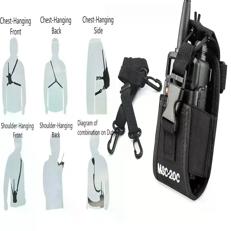 

1 Set Multifunctional Radio Walkie Talkie Holder MSC-20C Nylon Walkie Talkie Universal Bag For UV-5R TYT ICOM