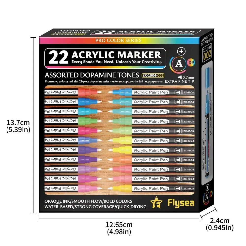 22pcs 0.7mm Extra Fine Tip Acrylic Paint Pens Non Toxic Waterbased Pro Color Series Markers Quick Drying Macaron Rainbow Tones