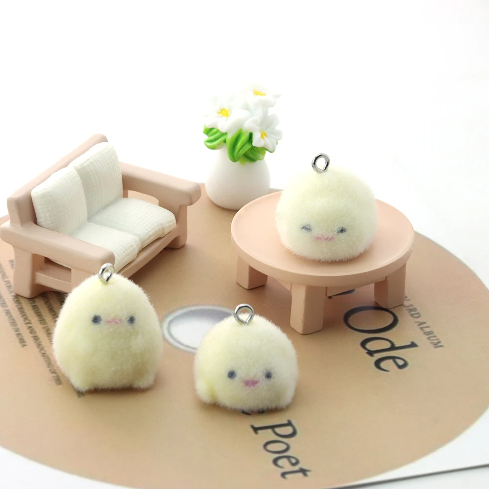 21pcs 3D Flocking Resin Potato Elf Charms Plush Dolls Pendants for Necklace Earrings Keychain Making DIY Jewelry Accessories