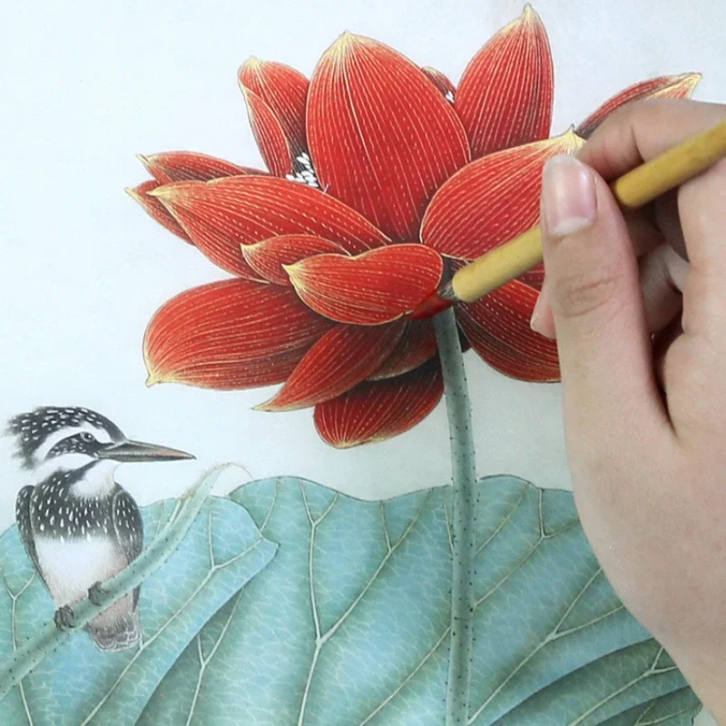 Meticulous Painting Line Draft Manuscript Lotus Flower Bird Peony Zero-based Chinese Coloring Drawing Practice Ripe Rice Paper