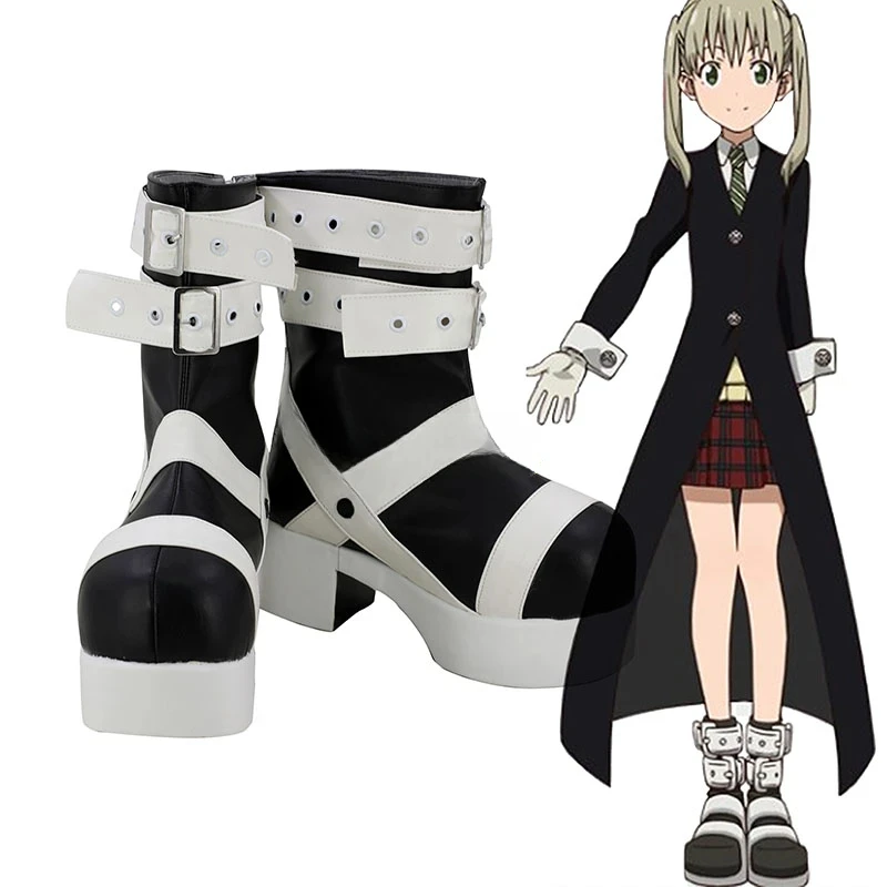 

Anime Soul Eater Maka Albarn Cosplay Shoes Black White High Heel Boots Halloween Carnival Party Role Play Accessories