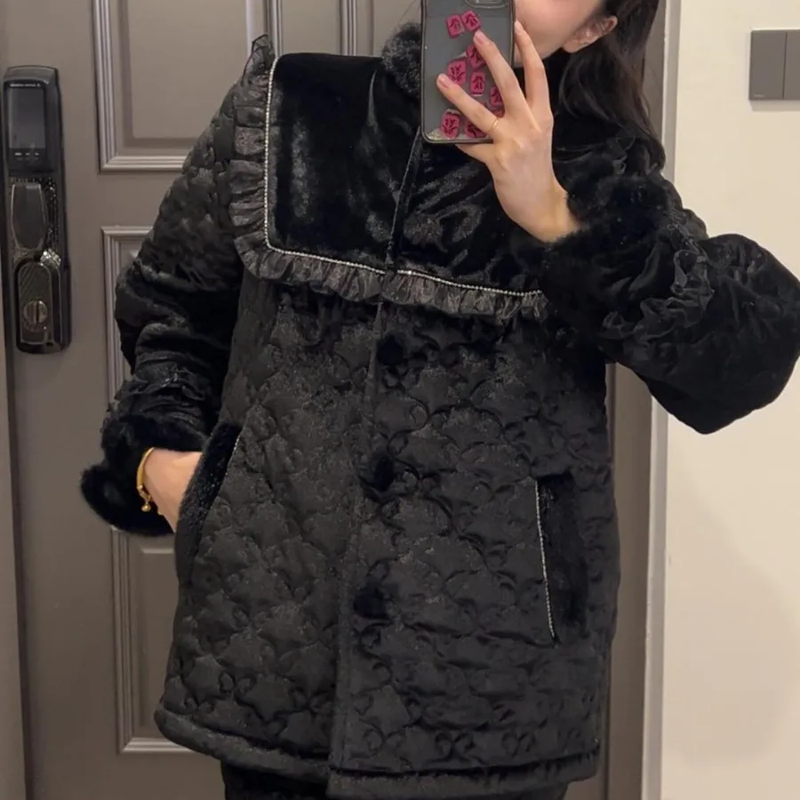 Thick Winter Pajamas Short Style Autumn Sleepwear Stand Collar Elastic Belted Warm Home Clothes for Women plus Size