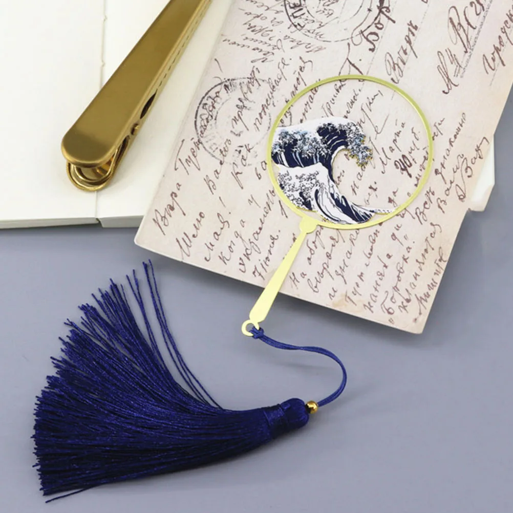 

1pc Creative Metal Wave Bookmark Phone Bag Decor Panda Design Sea Ocean Pattern Multipurpose Gift Student Supplies