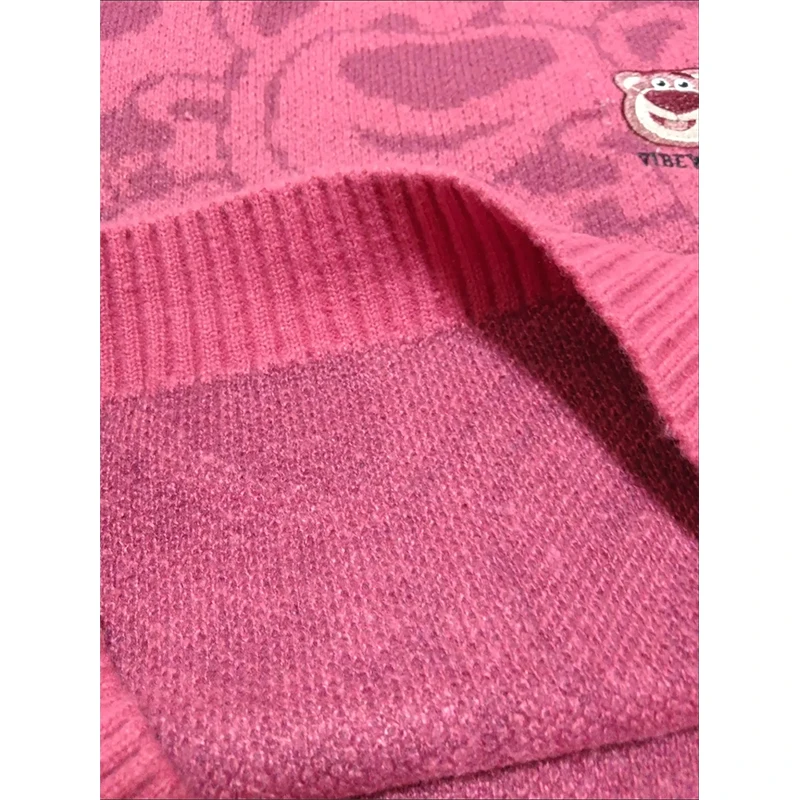 Kawaii Miniso Lotso Wide Women's Lazy Round Neck Loose Sweater Autumn Winter Knitted Sweater Girl Gift Toys