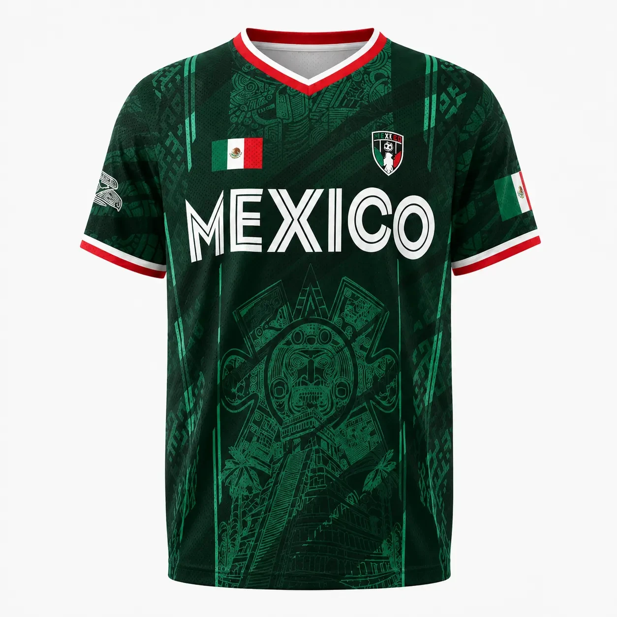2026 Mexico Soccer Jersey Chichén Itzá Pyramid Graphic Retro Soccer T-shirt Men and Women Breathable Quick Drying Parent-child view 3