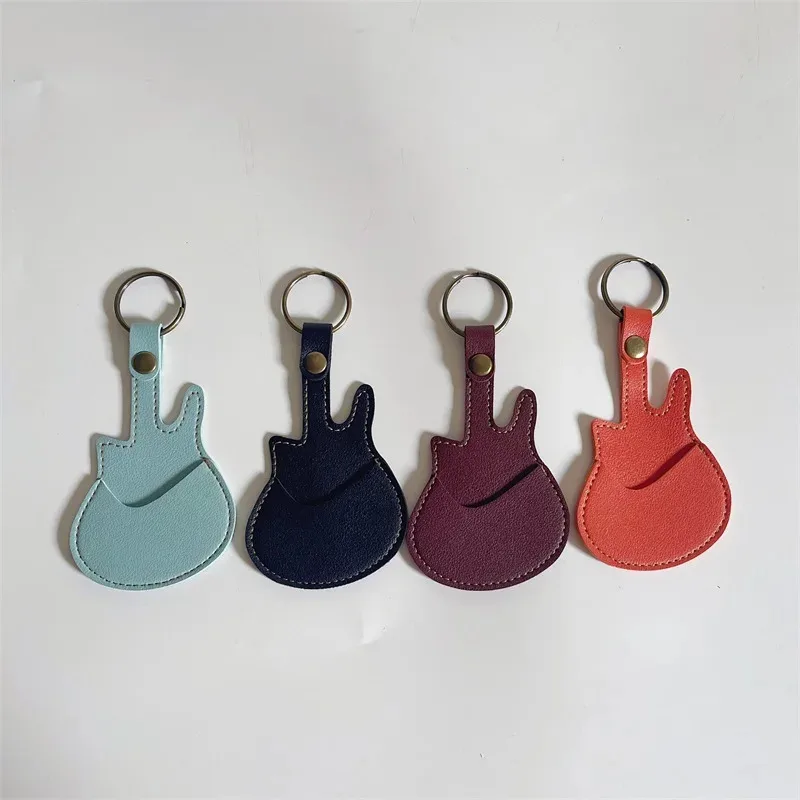 PU Leather Key Chain Guitar Picks Holder Keychain Plectrums Bag Case Guitar Strap Guitar Neck Guitar Parts Music Supplies