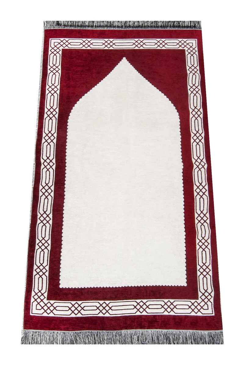 Dome Patterned Şönil Sugcade Red 118 cm x 69 cm 440gr Muslim Islam Sheet Prayer Mat Holy Quraan Islamic Mats