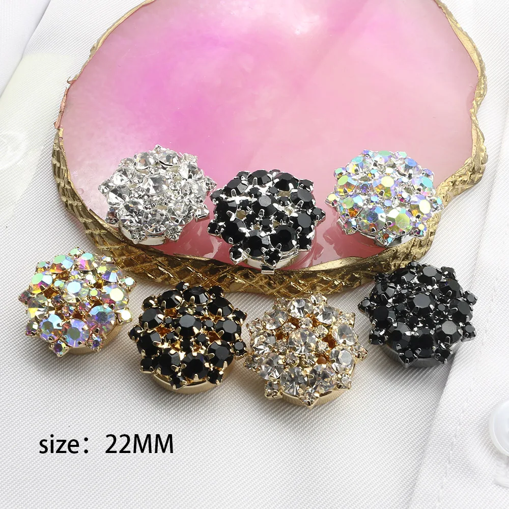 Fashion Bestseller 2 pieces of 22MM Circular Rhinestone Cufflinks, Women\'s Shirts, Dresses, Sweaters, DIY Handmade Wholesale