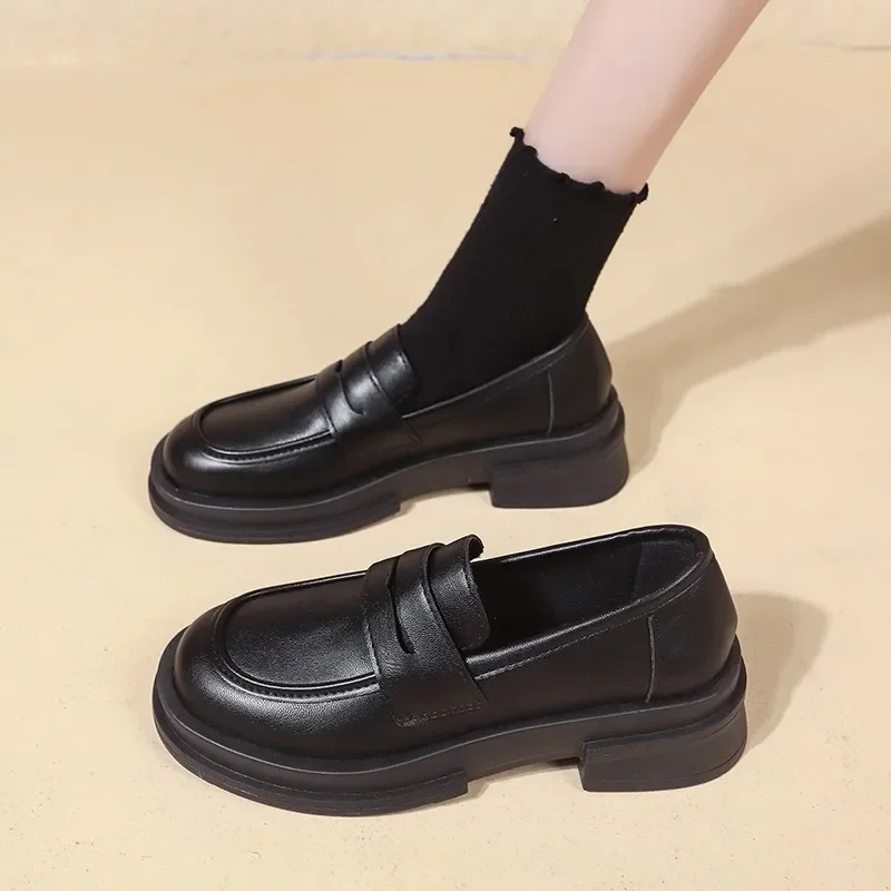 2024 Japanese Style College Student Shoes Cosplay Lolita Shoes for Women/Girl Fashion Black/Coffee Uniform Platform Shoes 2024