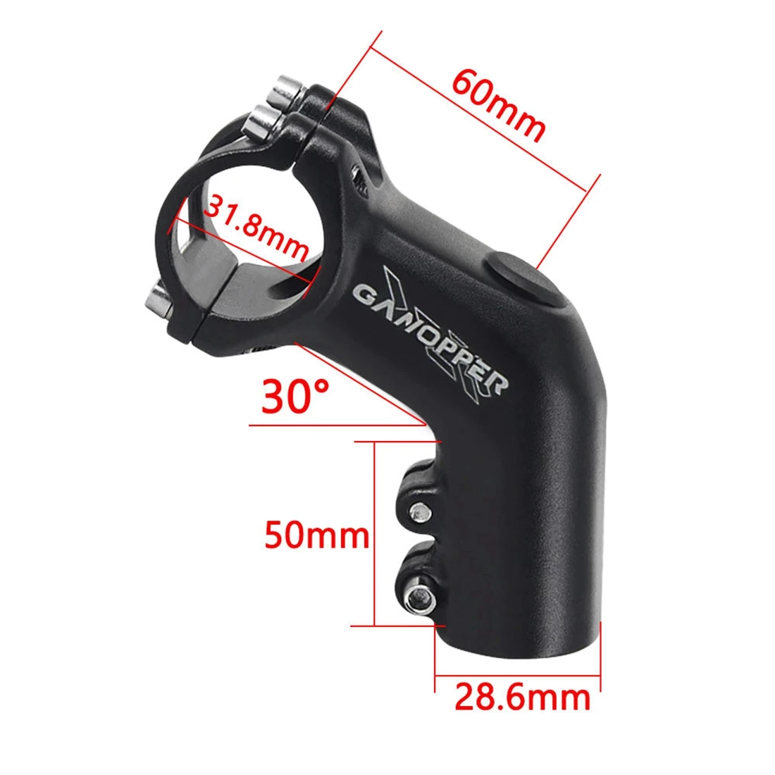 A69P-GANOPPER 30 Degree XC AM MTB Riser Tube Mountain Bike Handlebar Stem 31.8Mm Road Bicycle Stem 60MM Bicicleta Cycling Angle