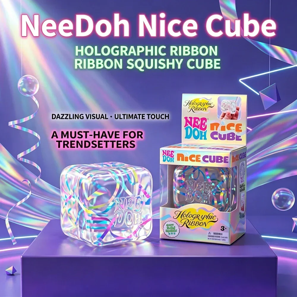 Needoh Holographic Ribbon Squeeze Sensory Colorful Knead Stretch Anxiety Relief ADHD Fidget Leisure Adult Gift
