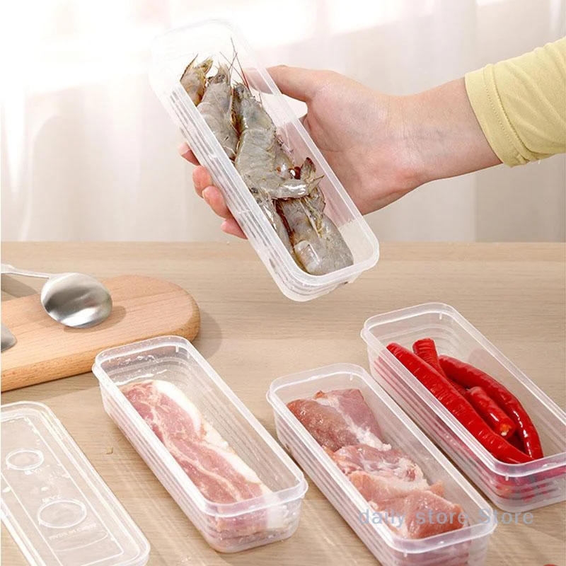 Fresh Box Noodle Plastic Food Preservation Sealed Box Rectangle Fruit Container Refrigerator Storage Kitchen Supply Home Tool