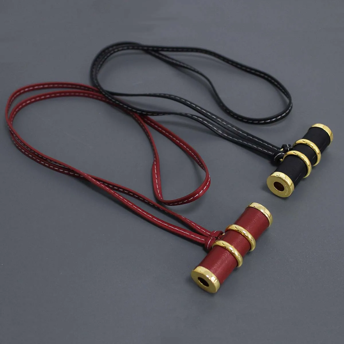 

Красное, черное кожаное длинное ожерелье с калейдоскопом для женщин, свитер, зимние ожерелья, ювелирные изделия для балансировки, новинка 2025 года