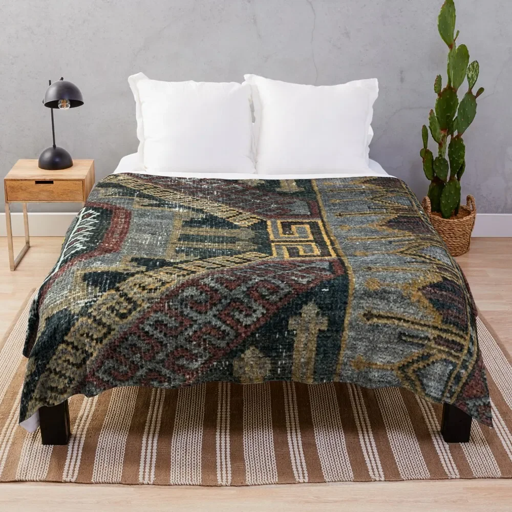 

Distressed Persian Baluch Carpet Design, knotted woven oriental textile Throw Blanket Blankets For Bed Plaid Softest Blankets