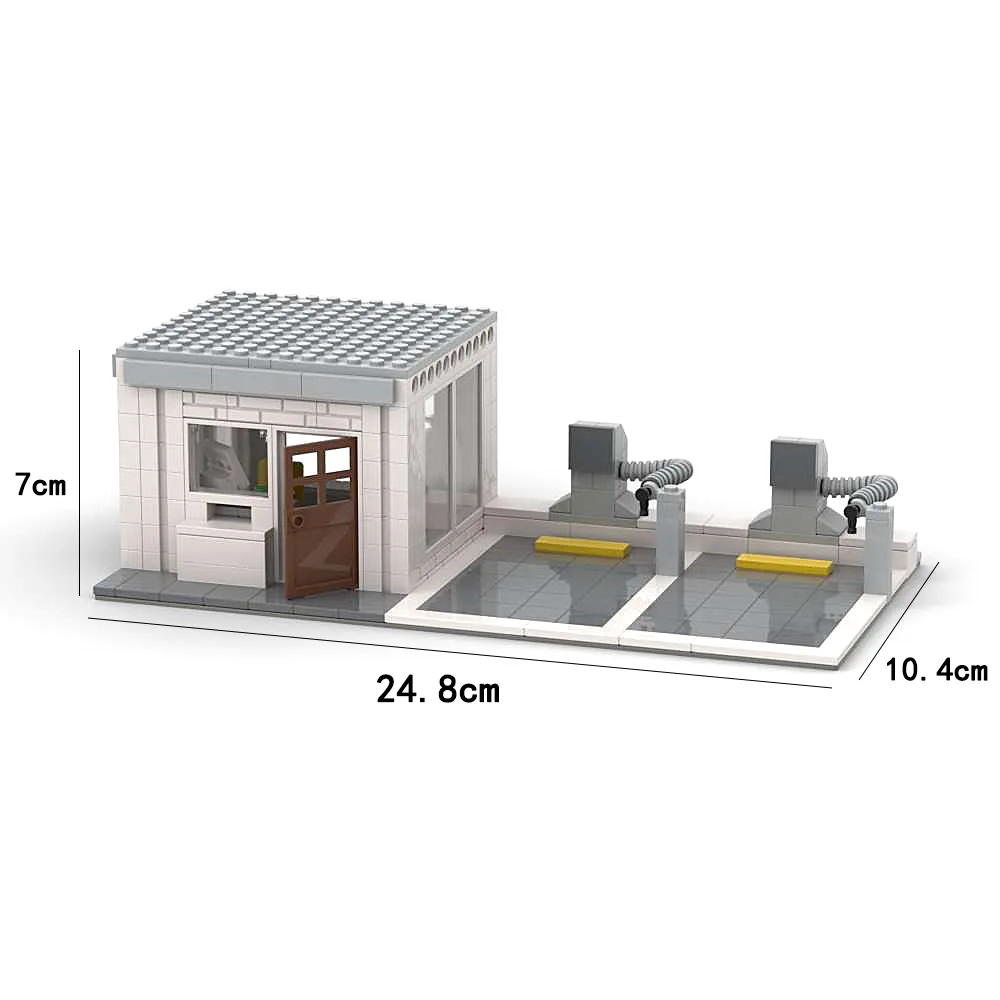 

City Traffic MOC Scene Gas Station Building Blocks Parking Lot New Energy Car Charging Station Bricks Kits Compatible With LEGO