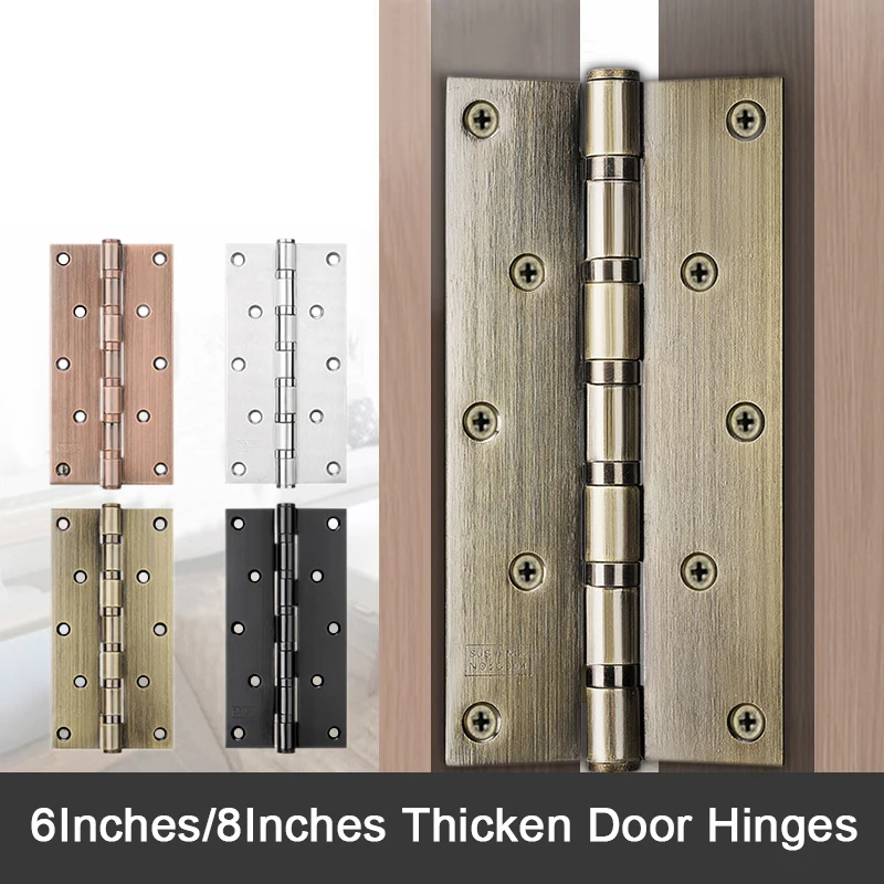 

Durable 3PCS Solid Stainless Steel Furniture Hinges Heavy Wood Metal Door Hinges 6''/8'' Ball Bearing Smooth Silent Door Hinges