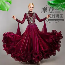 New Diamond Studded Modern Dance Performance Costume Ballroom Dance National Standard Dance Big Swing Dress